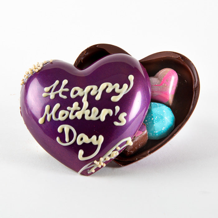 Belgian Chocolate Hollow Hearts — Purple Dark Chocolate — Mother’s Day